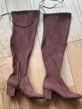 Gianni Bini Tall Suede Block Heel Over-the-Knee Boot - Brown